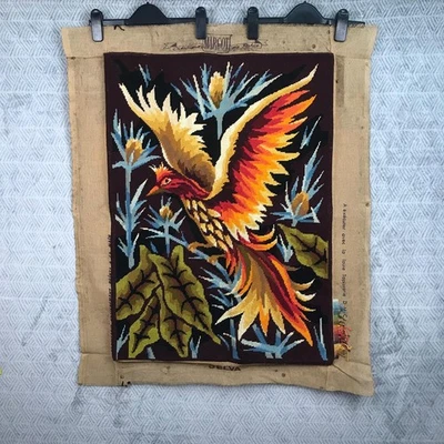 Vintage Margot Tapisserie Selva Phénix Coloré Oiseau Mythique France 75x55 cm - Photo 1/4