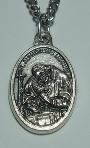 Collar medalla de licor de San Alfonso cadena de acero inoxidable + tarjeta de oración - Imagen 1 de 4