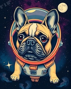 French Bulldog In Outerspace Pop Art 8X10 Print - Picture 1 of 1