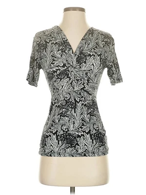 Carmen Carmen Marc Valvo Women Silver Short Sleeve Blouse P Petites - Image 1 of 2
