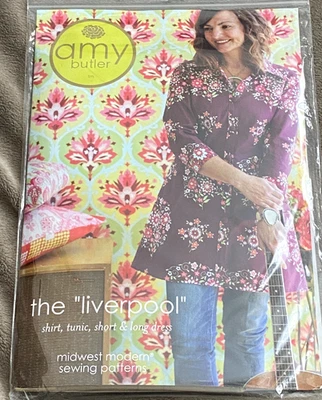 Amy Butler ~ The Liverpool SHIRT TUNIC SHORT & LONG DRESS Sewing Pattern ~ Uncut - Image 1 of 4