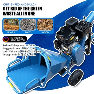 Astilladora de madera de 5"" a gasolina 15 HP con arranque eléctrico de 3 ruedas envío gratuito Foto 1 de 4