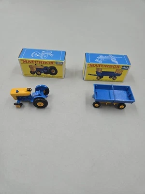 Lote De 2 Artículos De Colección Matchbox Lesney #40 Remolque Y #39 Tractor Ambos Con El Foto 1 de 4