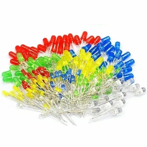 200PCS 3mm 5mm LEDs 5 Colors White Red Blue Green Yellow Bulk Pack - Picture 1 of 12