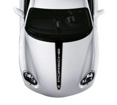Calcomanía gráfica personalizada Porsche Cayman 2005-2014 doble raya ovalada capó Foto 1 de 4
