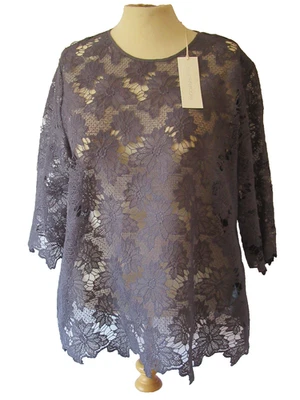 Lovely Grey Blue Rocha John Rocha Lace Top Size 16 Excellent Condition - Image 1 of 4