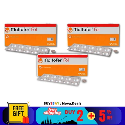 3 X оригинальный MALTOFER FOL жевательные таблетки 30-х для дефицита железа - Изображение 1 из 4