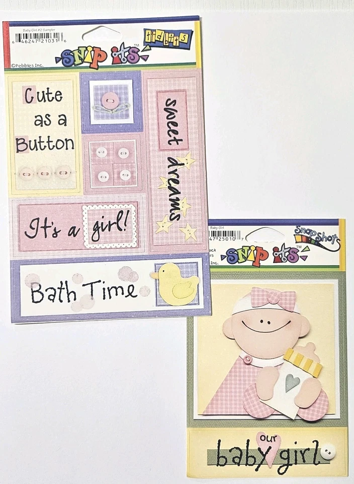 Juego de 2 pegatinas de cartulina de guijarros para bebé niña nuestra bebé niña #2 Sampler SnipIts Foto 1 de 4