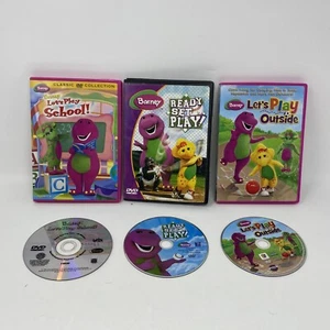Children's 3 DVD Lot: Barney's Let's Play Outside, Let’s Play School, EUC - Imagen 1 de 16