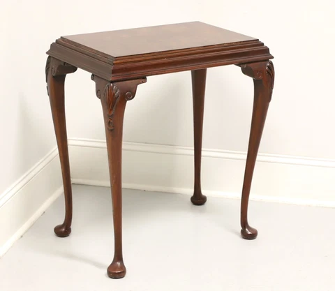 Mid 20th Century Mahogany Burlwood Top Queen Anne End Side Table Cover