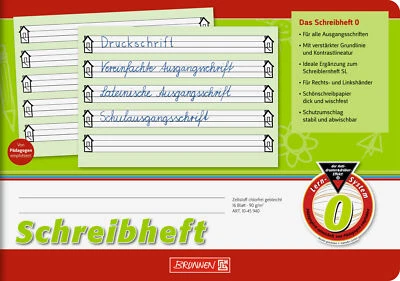 BRUNNEN Schreiblernheft Lineatur 0 DIN A5 quer ab 1. Klasse 16 Blatt Heft Schule - Bild 1 von 2