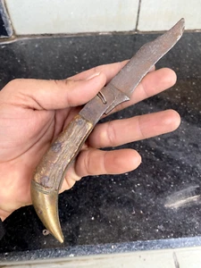 Bellissimo coltello da tasca pieghevole pieghevole antico ottone H del 1700 raro forgiato a mano - Foto 1 di 24