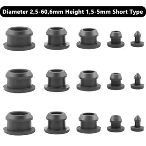 Black Silicone Rubber Snap-On Hole Plugs Tube Inserts Stoppers Ø 2.5mm - 60.6mm - Picture 1 of 63