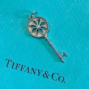 Tiffany & Co. Daisy Diamond Key Charm  Pendant Silver Gift, Bracelet / Necklace