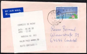 1999 Macau China ATM stamps / Michel 2.1 / FDC 4.5 + receipt / Klussendorf - Picture 1 of 1