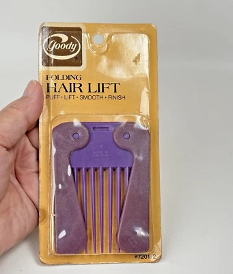 Vintage 1975 Goody Folding Hair LIFT PUFF SMOOTH FINISH Purple NEW NIP 7201/2 - Image 1 of 4