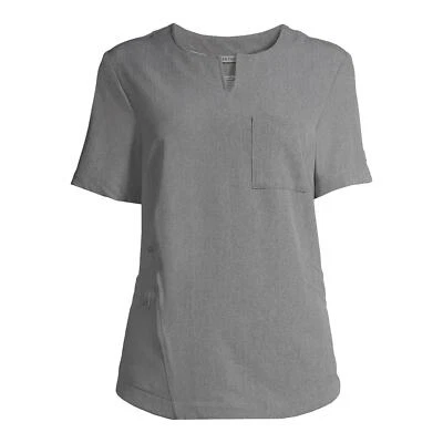 ClimateRight Cuddl Duds Womens Short Sleeve Stretch Woven Top Heather Grey XS - Image 1 of 4
