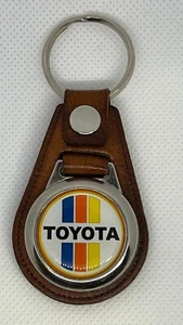 TAN High Quality 100% leather RETRO KEYCHAIN for WHITE 3 TONE TOYOTA - Picture 1 of 3