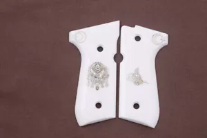 KSD Brand Beretta 92FS, 92A1, 92G, 92D, 96, M9 Compatible White Acrylic Grips - Picture 1 of 1
