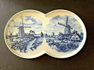 VTG Deft Blue Hand-decorated Dutch HOLLAND Windmill Country Scene 15" Plate Tray - Picture 1 of 7