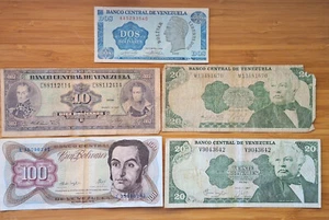 Lot von 5 Venezuela Banknoten 80er Jahre - 2, 10, 20, 100 Bolivaren - Bild 1 von 1