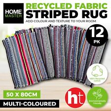 Home Master [12PCE] Mat Woven Striped Rug, Multicoloured, Recycled Cotton