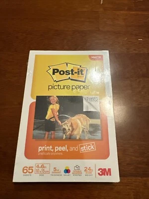 New Sealed 3M Post-It Picture Paper Matte 4x6 65 Count Super Sticky - Image 1 of 2