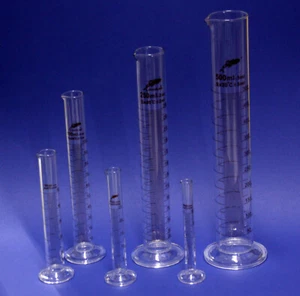 Messzylinder aus Boro 3.3 Glas Größen: 10ml, 25ml, 50ml, 100ml, 250ml oder 500ml - Bild 1 von 2