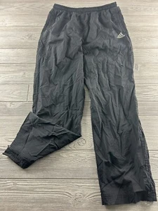 Vintage Adidas Pants Mens XL Black Nylon Lightweight Track Windbreaker Pull On - Picture 1 of 12