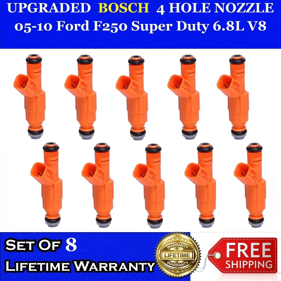 10x Inyectores de combustible Bosch de 4 orificios para Ford F250 Super Duty 05-10 6,8 L V8 Foto 1 de 1
