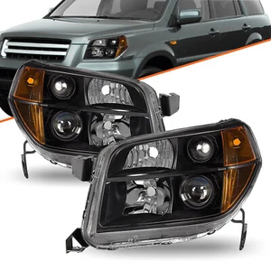 For 2006 2007 2008 Honda Pilot Black Housing Amber Corner Headlights Assembly - Picture 1 of 6
