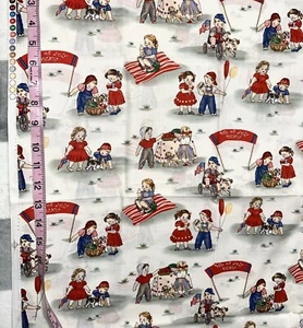 NEW~Fabric~David’s Textile Inc~44/45~Cotton~Quilt~3/4’~Independence Day~Kids~4th - Picture 1 of 2