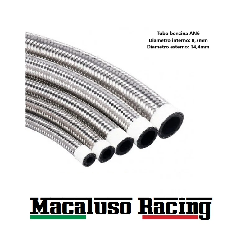 1MT TUBO BENZINA AN6 8MM AERONAUTICO IN ACCIAIO INTRECCIATO INTERNO IN GOMMA - Immagine 1 di 1