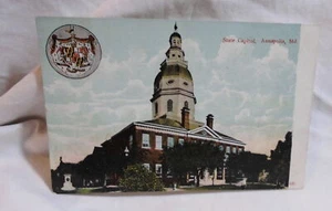 Postal antigua del edificio del Capitolio del Estado y sello estatal Maryland sin usar. - Imagen 1 de 2