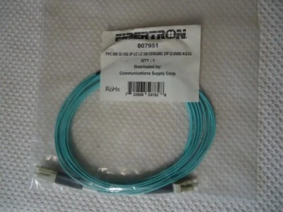 FIBERTRON 807951 FPC MM 50 10G 2F LC LC 3M CERAMIC ZIP (2.0MM) AQUA NEW - Image 1 of 3