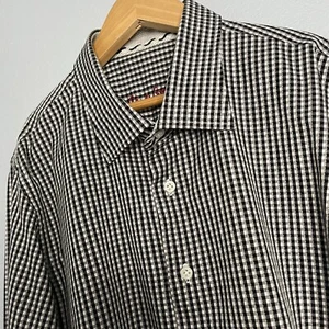 Robert Graham Boys Black Whit Geometric Check Dress Shirt Size L (14-16) - Picture 1 of 11