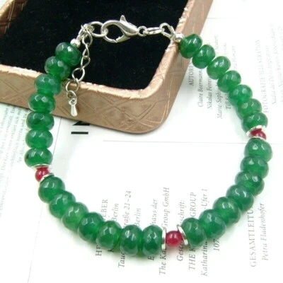 Smaragd & Rubin Armband Damen Armkettchen Geschenk Schmuck 21cm Bailysbeads® - Bild 1 von 2