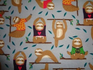 Handmade  flannel  fitted crib Gray ,Yoga Sloth/Yellow/Red/Green - Picture 1 of 2