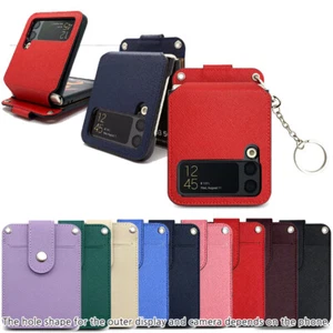 Saffiano Leather Wallet Case for Samsung Galaxy Z Flip/Z Flip3/ Z Flip4/ Z Flip5 - Picture 1 of 18