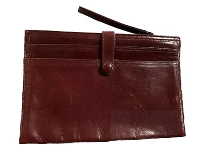 Bolso sin asas vintage Bottega Veneta de cuero granate borgoña hecho en Italia  Foto 1 de 4