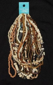 RARE! Hildie & Jo Bone Glass Bead Strands Mixed Size Shape Seed Jewelry Crafts - Picture 1 of 8