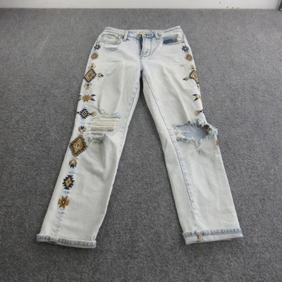 Jeans Driftwood Mujer 24 Lavado Claro Azteca Bordado Envejecido Boho W24 L27 Foto 1 de 4