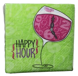 Nuevas servilletas de papel verde Premier Stylz Wine Hour 24 unidades "Happy Hour" - Imagen 1 de 6