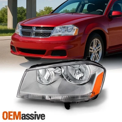 Fit 2008-2014 Dodge Avenger Driver Left Side Chrome Clear Headlight - Image 1 of 4