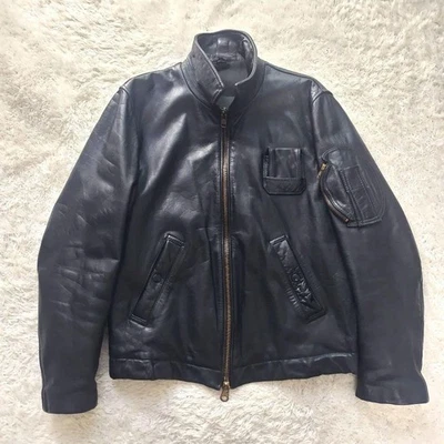 Jaqueta de voo piloto do exército francês preta 52 couro Margiela - Imagem 1 de 4