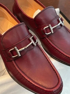 Massimo Matteo Burgundy w/Silvertone Bit Mens Slip On New in Box, Custom Sole - Image 1 of 4