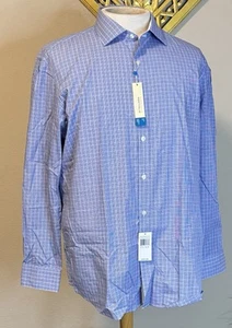 Perry Ellis Button Up Men's Shirt Blue Slim Long Sleeve Casual 17.5 34/35 NEW - Picture 1 of 8