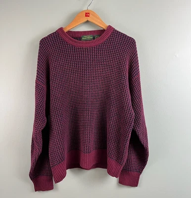 Sweater Collection By Van Heusen Vintage Chunky 3D Crew Neck Knit Sweater M Red - Image 1 of 4