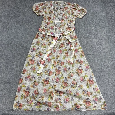 Alice + Olivia Dress Womens XS Floral Lace Maxi Sheer Belted Puff Sleeve Wrap - Image 1 of 4