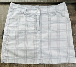 CATMANDOO Sportswear Size 10 Cotton Light Gray Plaid Golf Skort Skirt w/ Pockets - Picture 1 of 13